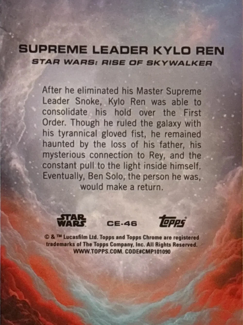 Topps Chrome Star Wars Kylo Ren Trading Card